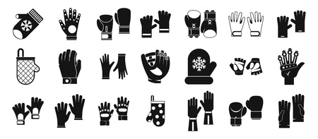 Gloves icon set, simple styleのイラスト素材