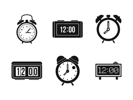 Alarm clock icon set, simple styleのイラスト素材