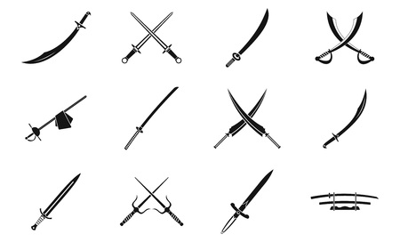 Sword icon set, simple styleのイラスト素材