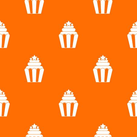 Popcorn pattern repeat seamless in orange color for any design. Vector geometric illustrationのイラスト素材