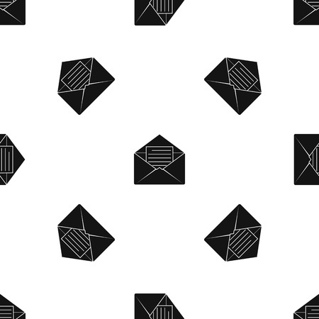 Envelope with sheet of paper pattern repeat seamless in black color for any design. Vector geometric illustrationの写真素材