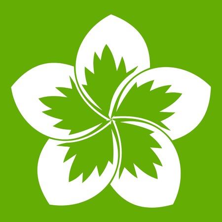 Frangipani flower icon white isolated on green background. Vector illustrationのイラスト素材