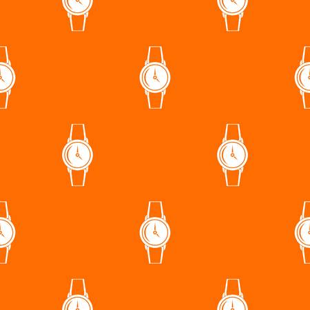 Wristwatch pattern repeat seamless in orange color for any design. Vector geometric illustrationのイラスト素材