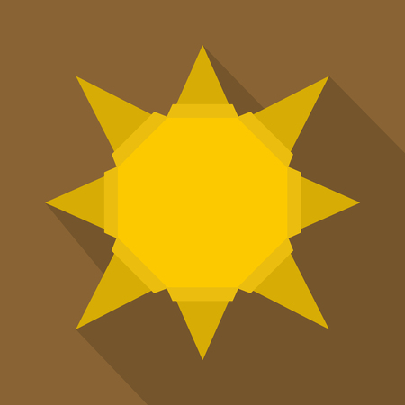 Origami paper sun icon. Flat illustration of origami paper sun vector icon for webのイラスト素材