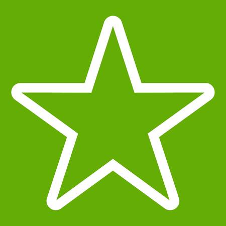 Star icon white isolated on green background. Vector illustrationのイラスト素材