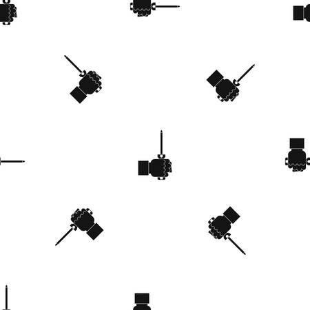 Hand holding screwdriver tool pattern seamless blackのイラスト素材