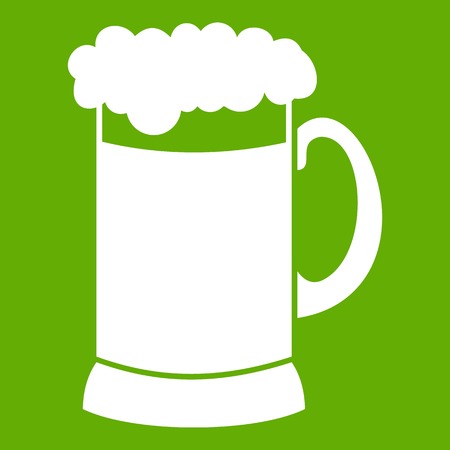 Mug of dark beer icon white isolated on green background. Vector illustrationのイラスト素材
