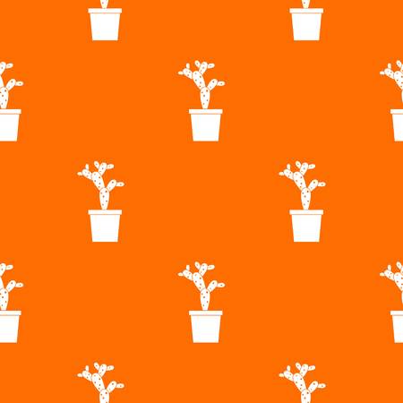 Opuntia pattern repeat seamless in orange color for any design. Vector geometric illustrationのイラスト素材