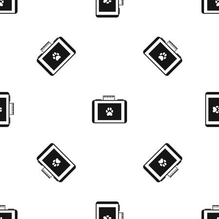 Suitcase for animals pattern repeat seamless in black color for any design. Vector geometric illustrationのイラスト素材