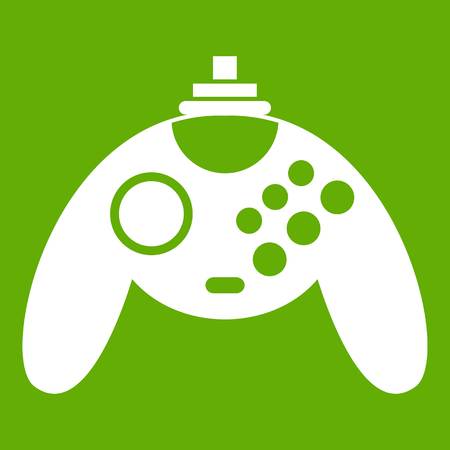 Gamepad icon white isolated on green background. Vector illustrationのイラスト素材