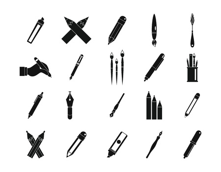 Pen, pencil icon set. Simple set of pen, pencil vector icons for web design isolated on white backgroundのイラスト素材