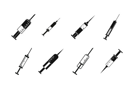 Syringe icon set, simple styleのイラスト素材