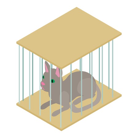 Cat cage icon, isometric 3d styleのイラスト素材