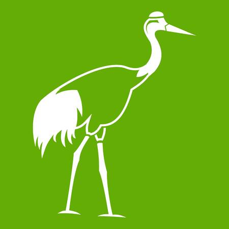 Stork icon white isolated on green background. Vector illustrationのイラスト素材