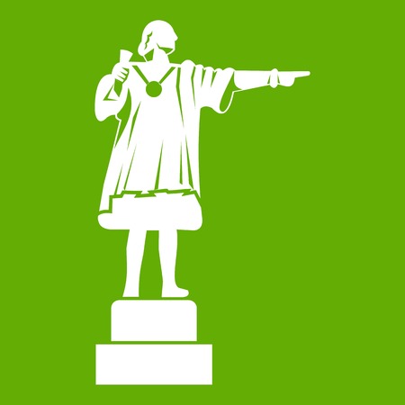 Columbus monument icon white isolated on green background. Vector illustrationのイラスト素材