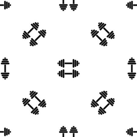 Two dumbbells pattern repeat seamless in black color for any design. Vector geometric illustrationのイラスト素材