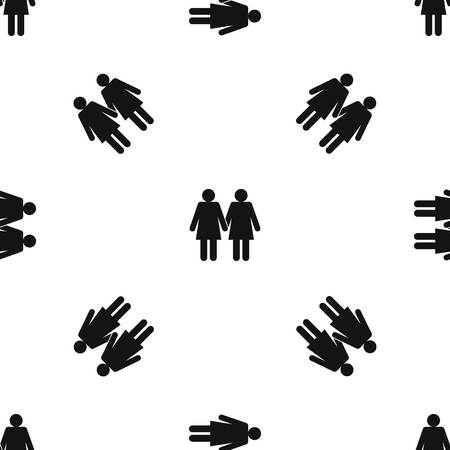 Two girls lesbians pattern repeat seamless in black color for any design. Vector geometric illustrationのイラスト素材