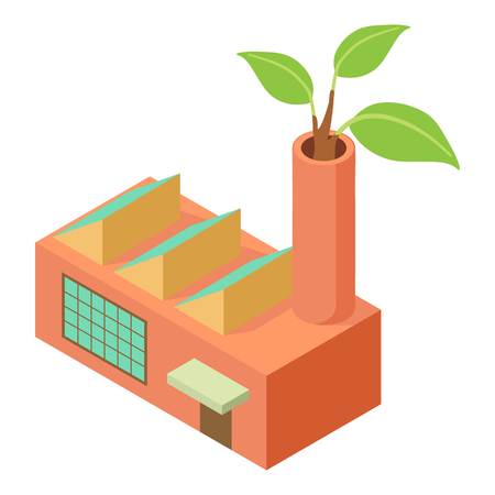 Factory icon. Isometric illustration of factory vector icon for webのイラスト素材