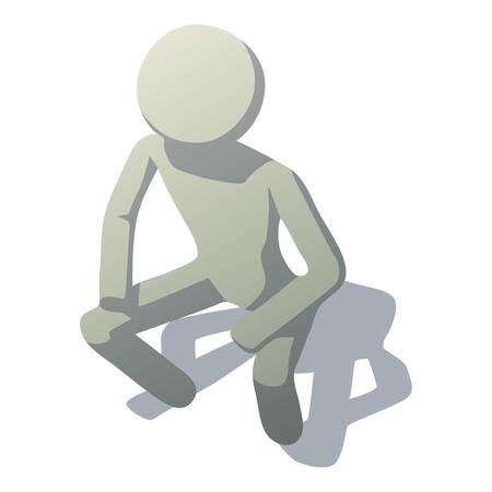 Stick man sitting icon. Isometric illustration of stick man sitting vector icon for webのイラスト素材
