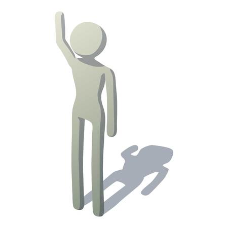 Stick man waving icon, isometric styleのイラスト素材