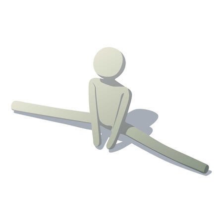 Stick man in splits icon, isometric styleのイラスト素材