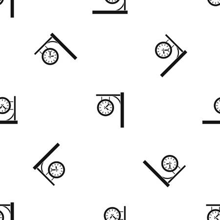 Station clock pattern seamless blackのイラスト素材