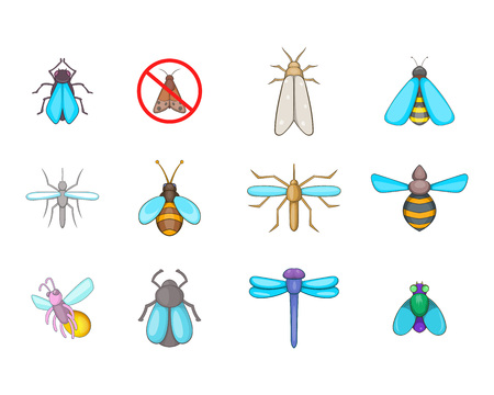 Insects icon set. Cartoon set of insects vector icons for your web design isolated on white backgroundのイラスト素材