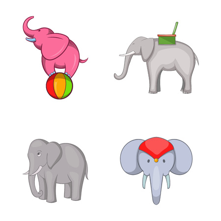 Elephant icon set. Cartoon set of elephant vector icons for your web design isolated on white backgroundのイラスト素材