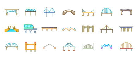 Bridge icon set. Cartoon set of bridge vector icons for your web design isolated on white backgroundのイラスト素材