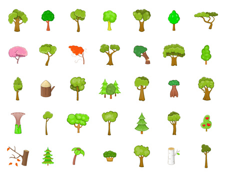 Tree icon set. Cartoon set of tree vector icons for your web design isolated on white backgroundのイラスト素材