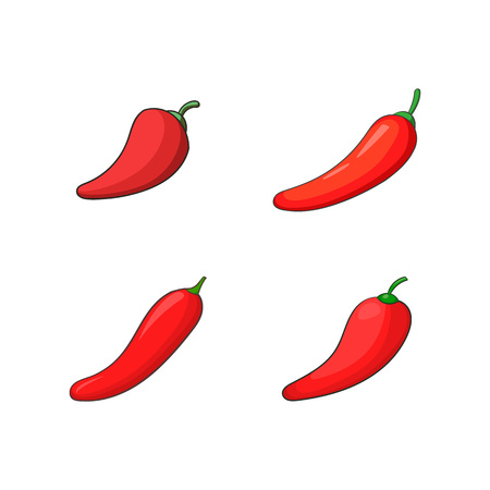 Chilli icon set. Cartoon set of chilli vector icons for your web design isolated on white backgroundのイラスト素材