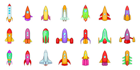 Rocket icon set. Cartoon set of rocket vector icons for your web design isolated on white backgroundのイラスト素材