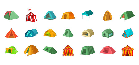 Tent icon set. Cartoon set of tent vector icons for your web design isolated on white backgroundのイラスト素材