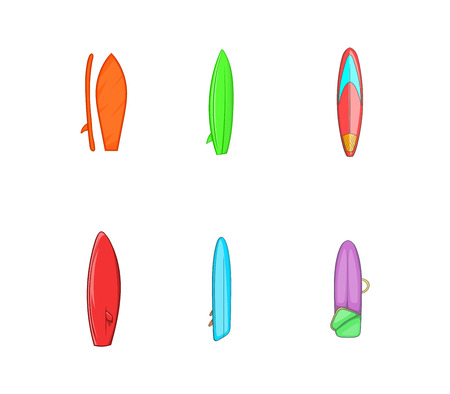 Surfboard icon set. Cartoon set of surfboard vector icons for your web design isolated on white backgroundのイラスト素材