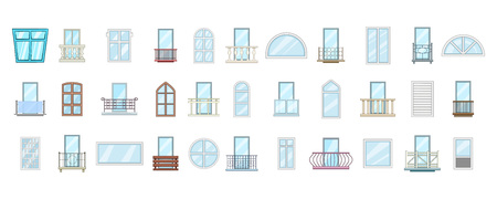 Window icon set. Cartoon set of window vector icons for your web design isolated on white backgroundのイラスト素材