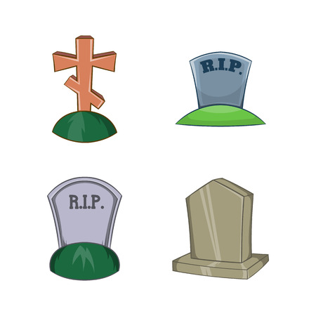 Grave icon set. Cartoon set of grave vector icons for your web design isolated on white backgroundのイラスト素材