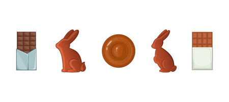 Chocolate icon set. Cartoon set of chocolate vector icons for your web design isolated on white backgroundのイラスト素材