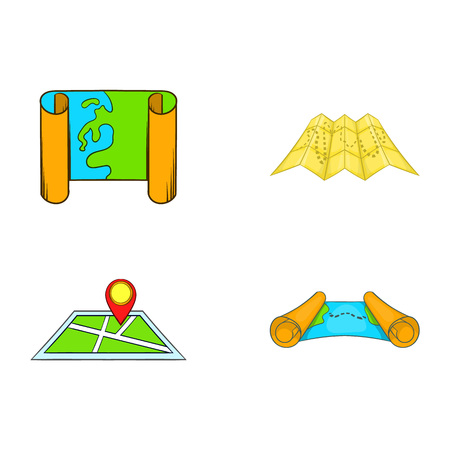 Map icon set. Cartoon set of map vector icons for your web design isolated on white backgroundのイラスト素材