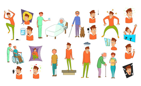 Human disease icon set. Cartoon set of human disease vector icons for your web design isolated on white backgroundのイラスト素材