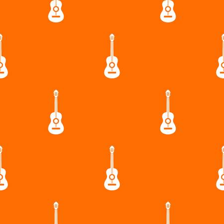 Classical guitar pattern repeat seamless in orange color for any design. Vector geometric illustrationのイラスト素材