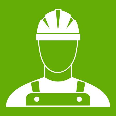 Builder icon white isolated on green background. Vector illustrationのイラスト素材