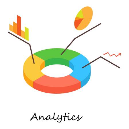 Analytics icon. Isometric illustration of analytics vector icon for webのイラスト素材