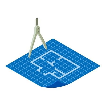 Floor plan icon. Isometric illustration of floor plan vector icon for webのイラスト素材