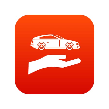 Hand and car icon digital red for any design isolated on white vector illustrationのイラスト素材