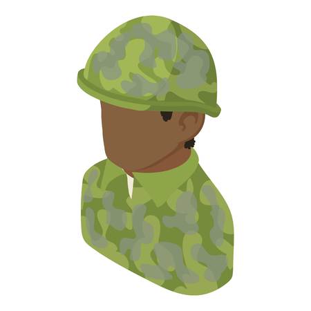 Military man african american icon. Isometric illustration of military man african american vector icon for webのイラスト素材