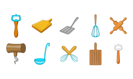 Kitchen tools icon set, cartoon styleのイラスト素材