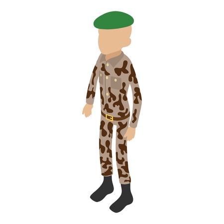 Green beret icon. Isometric illustration of green beret vector icon for webのイラスト素材