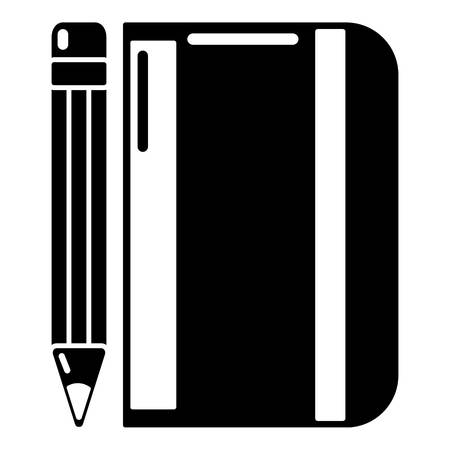 Notepad pencil icon, simple black styleのイラスト素材