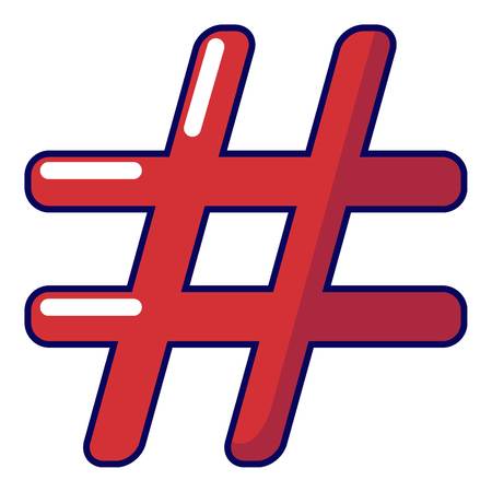 Hashtag icon, cartoon style illustration on white background.のイラスト素材