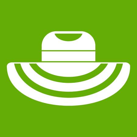 Women beach hat icon white isolated on green background. Vector illustrationのイラスト素材